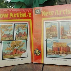 Two Vintage Oil Paint by Number sets